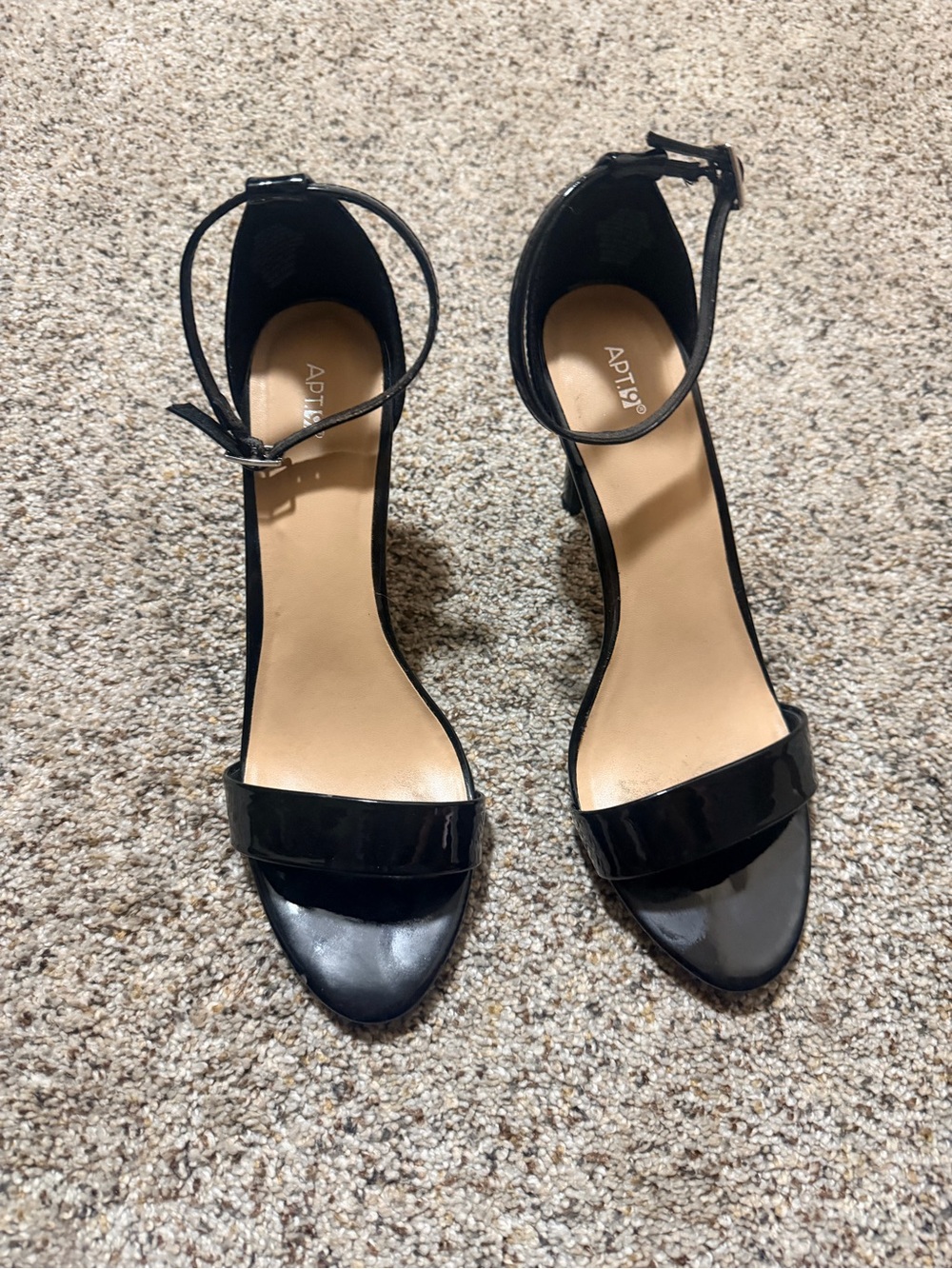 Apt. 9 Black Patent Open-Toe Ankle-Strap Heels